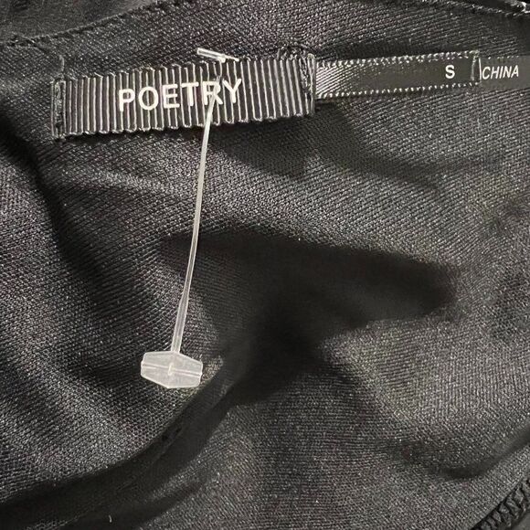 Poetry Black Boho Pattern Romper with Sheer Sleeves Size Small - Picture 6 of 8